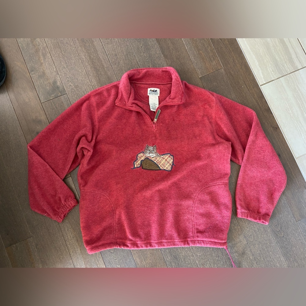 Vintage Northern Reflections quarter zip fleece with cat size L‎